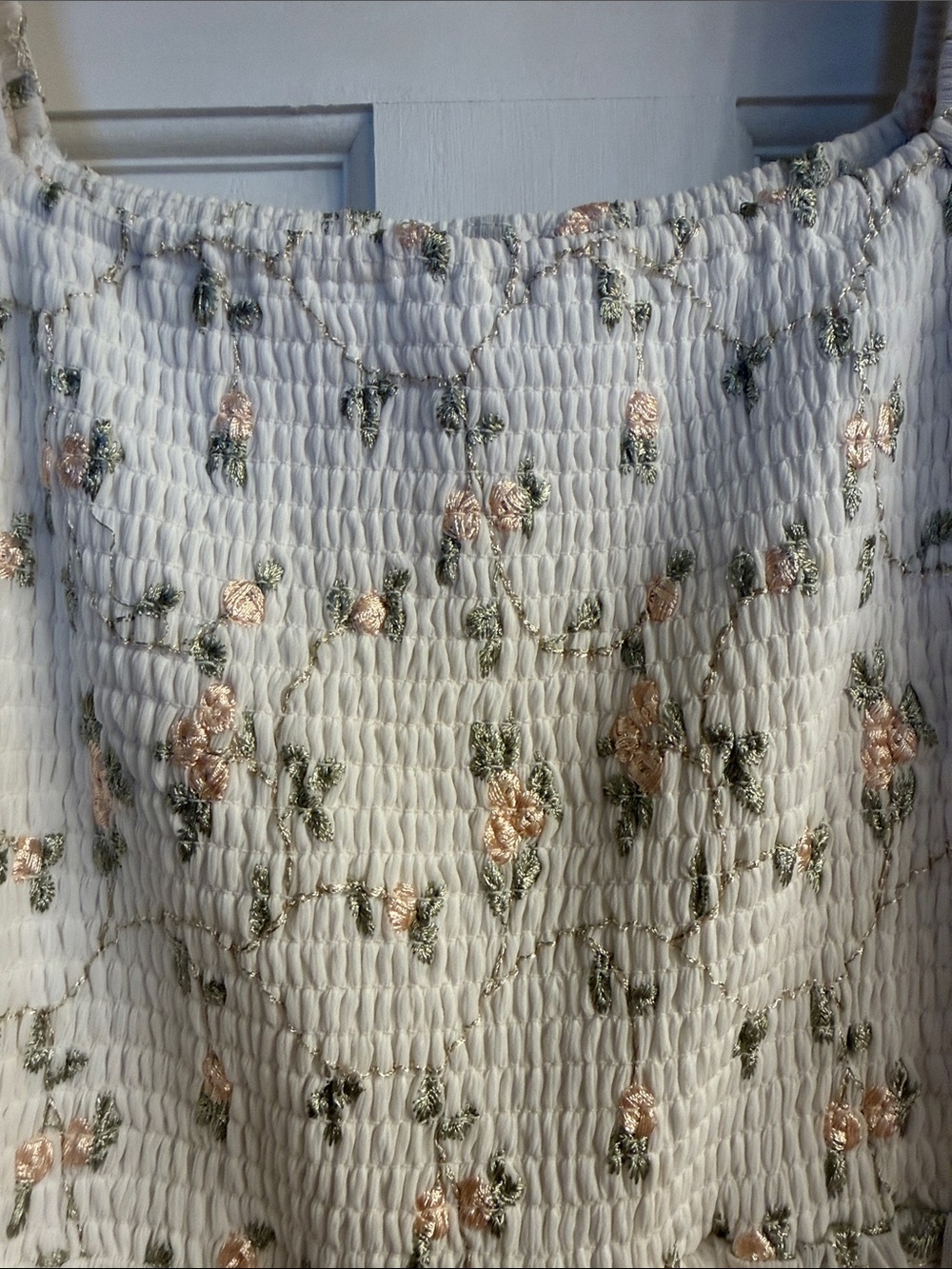 ARULA White Floral Mini Dress with Pink and Green Accents - Picture 4 of 5